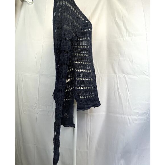 Aeropostale Size Large open weave sweater top pull over long sleeve Blue navy - Picture 8 of 9